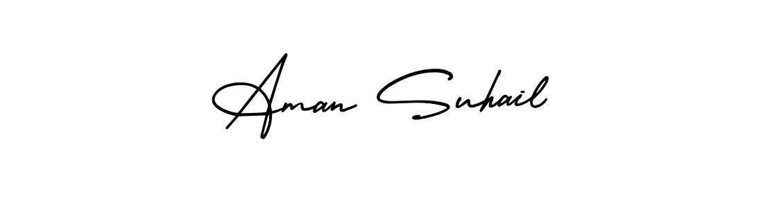The best way (AmerikaSignatureDemo-Regular) to make a short signature is to pick only two or three words in your name. The name Aman Suhail include a total of six letters. For converting this name. Aman Suhail signature style 3 images and pictures png