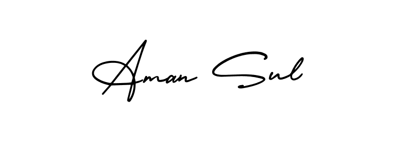 You should practise on your own different ways (AmerikaSignatureDemo-Regular) to write your name (Aman Sul) in signature. don't let someone else do it for you. Aman Sul signature style 3 images and pictures png