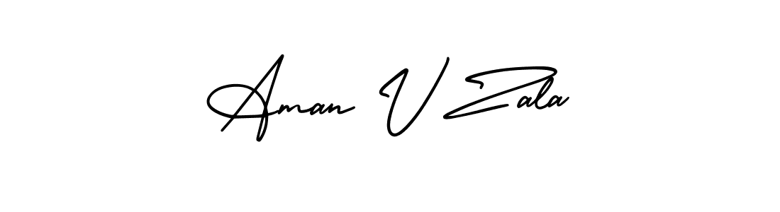 Aman V Zala stylish signature style. Best Handwritten Sign (AmerikaSignatureDemo-Regular) for my name. Handwritten Signature Collection Ideas for my name Aman V Zala. Aman V Zala signature style 3 images and pictures png