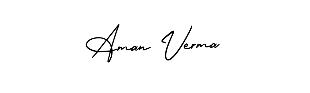 You should practise on your own different ways (AmerikaSignatureDemo-Regular) to write your name (Aman Verma) in signature. don't let someone else do it for you. Aman Verma signature style 3 images and pictures png