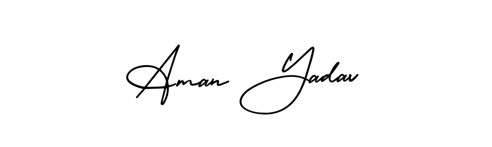 You should practise on your own different ways (AmerikaSignatureDemo-Regular) to write your name (Aman Yadav) in signature. don't let someone else do it for you. Aman Yadav signature style 3 images and pictures png