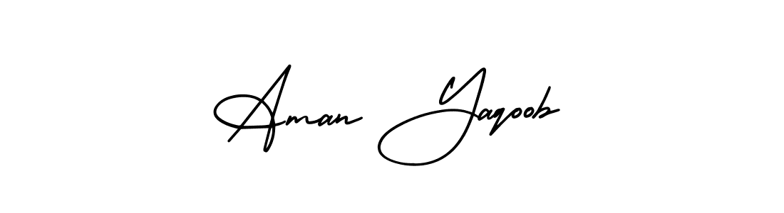 This is the best signature style for the Aman Yaqoob name. Also you like these signature font (AmerikaSignatureDemo-Regular). Mix name signature. Aman Yaqoob signature style 3 images and pictures png