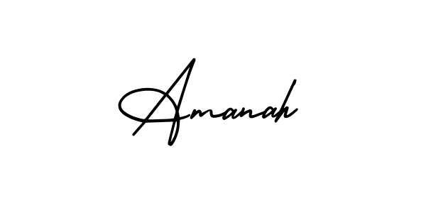 The best way (AmerikaSignatureDemo-Regular) to make a short signature is to pick only two or three words in your name. The name Amanah include a total of six letters. For converting this name. Amanah signature style 3 images and pictures png