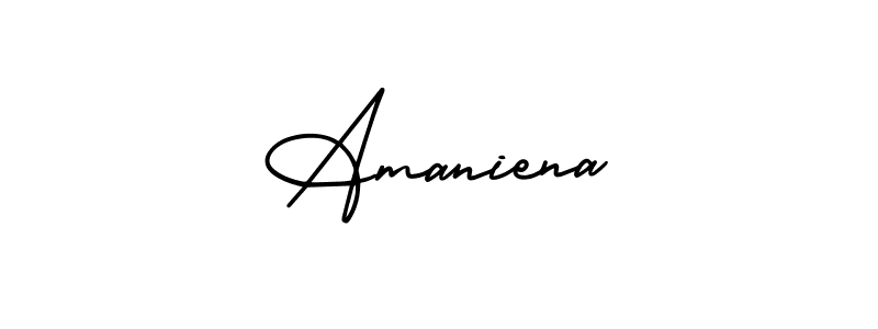 How to make Amaniena name signature. Use AmerikaSignatureDemo-Regular style for creating short signs online. This is the latest handwritten sign. Amaniena signature style 3 images and pictures png