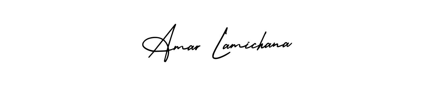 It looks lik you need a new signature style for name Amar Lamichana. Design unique handwritten (AmerikaSignatureDemo-Regular) signature with our free signature maker in just a few clicks. Amar Lamichana signature style 3 images and pictures png