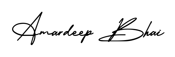 A sleek calligraphic signature for name Amardeep Bhai utilizing AmerikaSignatureDemo-Regular styling. Great for adding personal signatures to photos and art. Amardeep Bhai signature style 3 images and pictures png