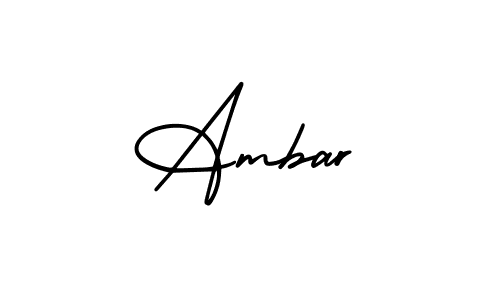 How to make Ambar name signature. Use AmerikaSignatureDemo-Regular style for creating short signs online. This is the latest handwritten sign. Ambar signature style 3 images and pictures png