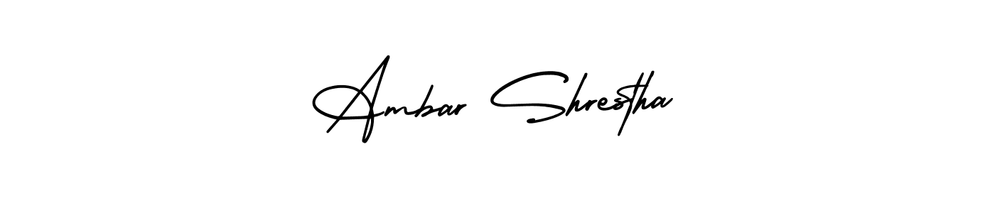 This is the best signature style for the Ambar Shrestha name. Also you like these signature font (AmerikaSignatureDemo-Regular). Mix name signature. Ambar Shrestha signature style 3 images and pictures png