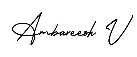 Get an exclusive digital autograph for Ambareesh V. The AmerikaSignatureDemo-Regular typeface captures the charm of real penmanship on paper. Ambareesh V signature style 3 images and pictures png