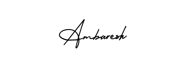 The best way (AmerikaSignatureDemo-Regular) to make a short signature is to pick only two or three words in your name. The name Ambaresh include a total of six letters. For converting this name. Ambaresh signature style 3 images and pictures png