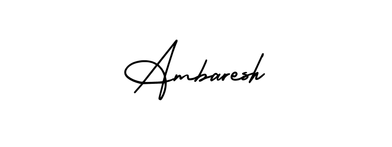 The best way (AmerikaSignatureDemo-Regular) to make a short signature is to pick only two or three words in your name. The name Ambaresh include a total of six letters. For converting this name. Ambaresh signature style 3 images and pictures png