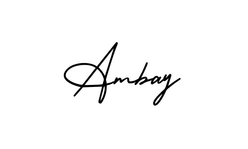 How to make Ambay name signature. Use AmerikaSignatureDemo-Regular style for creating short signs online. This is the latest handwritten sign. Ambay signature style 3 images and pictures png