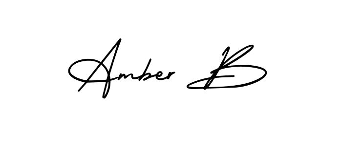 How to make Amber B name signature. Use AmerikaSignatureDemo-Regular style for creating short signs online. This is the latest handwritten sign. Amber B signature style 3 images and pictures png