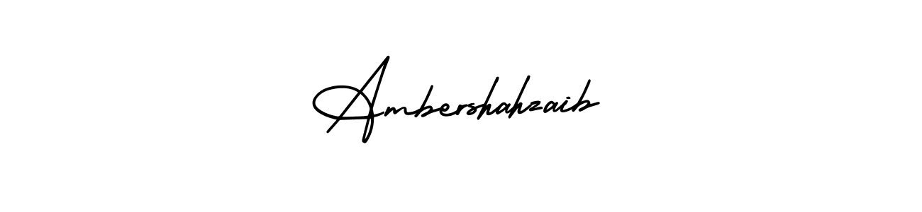 You should practise on your own different ways (AmerikaSignatureDemo-Regular) to write your name (Ambershahzaib) in signature. don't let someone else do it for you. Ambershahzaib signature style 3 images and pictures png