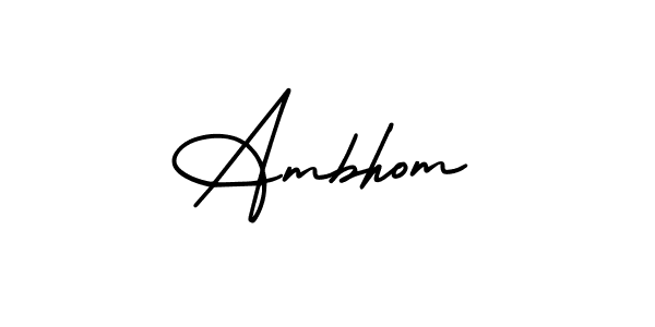 How to make Ambhom name signature. Use AmerikaSignatureDemo-Regular style for creating short signs online. This is the latest handwritten sign. Ambhom signature style 3 images and pictures png