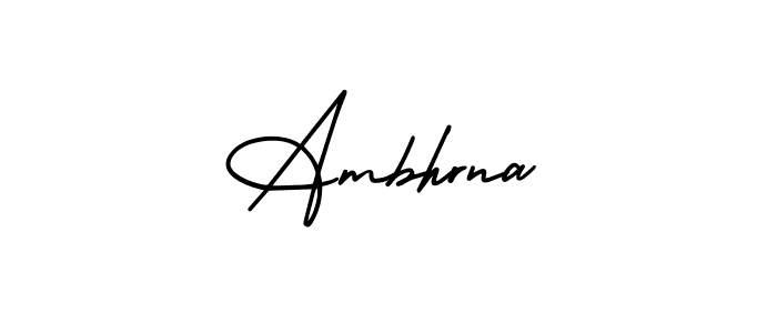 The best way (AmerikaSignatureDemo-Regular) to make a short signature is to pick only two or three words in your name. The name Ambhrna include a total of six letters. For converting this name. Ambhrna signature style 3 images and pictures png