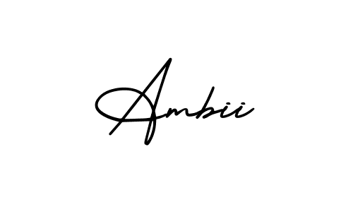 How to make Ambii name signature. Use AmerikaSignatureDemo-Regular style for creating short signs online. This is the latest handwritten sign. Ambii signature style 3 images and pictures png