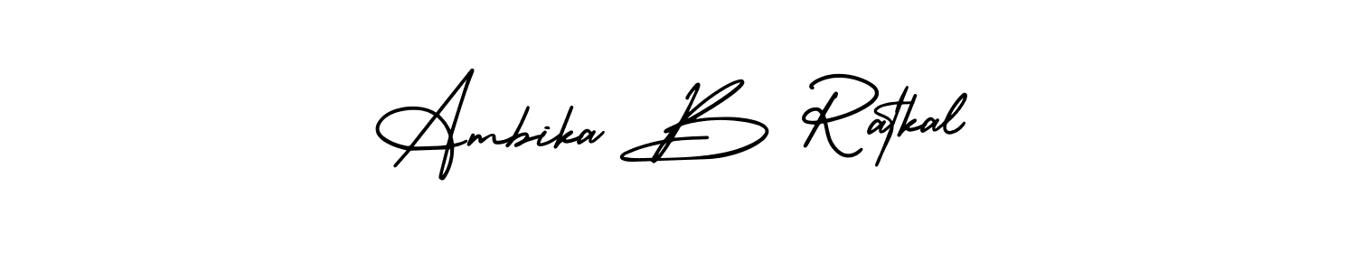 AmerikaSignatureDemo-Regular is a professional signature style that is perfect for those who want to add a touch of class to their signature. It is also a great choice for those who want to make their signature more unique. Get Ambika B Ratkal name to fancy signature for free. Ambika B Ratkal signature style 3 images and pictures png