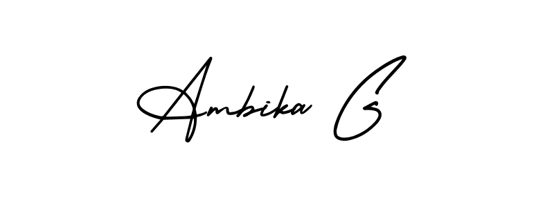 How to make Ambika G name signature. Use AmerikaSignatureDemo-Regular style for creating short signs online. This is the latest handwritten sign. Ambika G signature style 3 images and pictures png