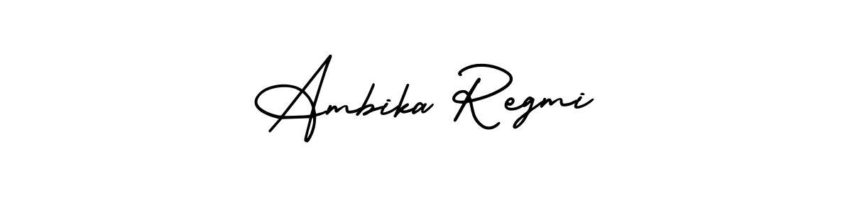How to make Ambika Regmi name signature. Use AmerikaSignatureDemo-Regular style for creating short signs online. This is the latest handwritten sign. Ambika Regmi signature style 3 images and pictures png