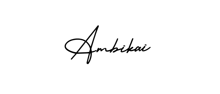 How to make Ambikai name signature. Use AmerikaSignatureDemo-Regular style for creating short signs online. This is the latest handwritten sign. Ambikai signature style 3 images and pictures png