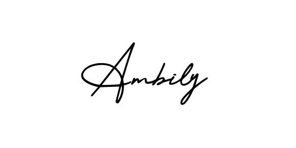 It looks lik you need a new signature style for name Ambily. Design unique handwritten (AmerikaSignatureDemo-Regular) signature with our free signature maker in just a few clicks. Ambily signature style 3 images and pictures png