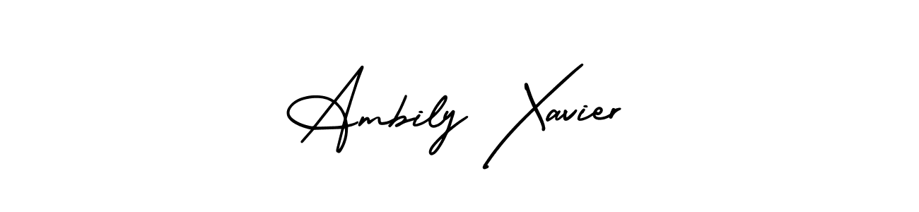 Create a beautiful signature design for name Ambily Xavier. With this signature (AmerikaSignatureDemo-Regular) fonts, you can make a handwritten signature for free. Ambily Xavier signature style 3 images and pictures png