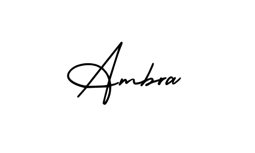 How to make Ambra name signature. Use AmerikaSignatureDemo-Regular style for creating short signs online. This is the latest handwritten sign. Ambra signature style 3 images and pictures png