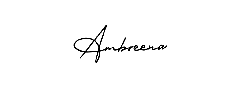 How to make Ambreena name signature. Use AmerikaSignatureDemo-Regular style for creating short signs online. This is the latest handwritten sign. Ambreena signature style 3 images and pictures png