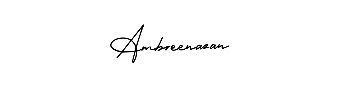 How to make Ambreenazan name signature. Use AmerikaSignatureDemo-Regular style for creating short signs online. This is the latest handwritten sign. Ambreenazan signature style 3 images and pictures png