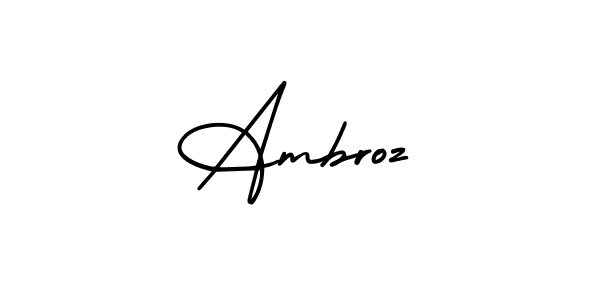 Use a signature maker to create a handwritten signature online. With this signature software, you can design (AmerikaSignatureDemo-Regular) your own signature for name Ambroz. Ambroz signature style 3 images and pictures png