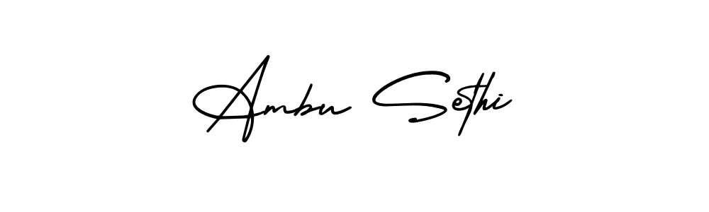 Ambu Sethi stylish signature style. Best Handwritten Sign (AmerikaSignatureDemo-Regular) for my name. Handwritten Signature Collection Ideas for my name Ambu Sethi. Ambu Sethi signature style 3 images and pictures png