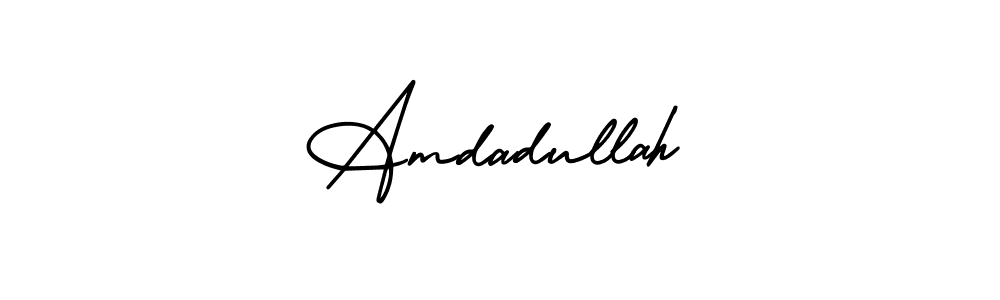 The best way (AmerikaSignatureDemo-Regular) to make a short signature is to pick only two or three words in your name. The name Amdadullah include a total of six letters. For converting this name. Amdadullah signature style 3 images and pictures png