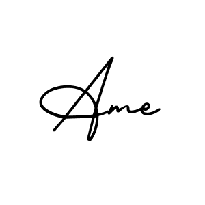 The best way (AmerikaSignatureDemo-Regular) to make a short signature is to pick only two or three words in your name. The name Ame include a total of six letters. For converting this name. Ame signature style 3 images and pictures png