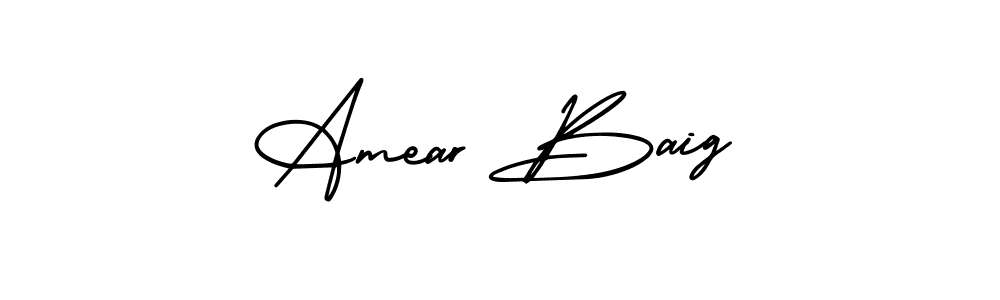 How to make Amear Baig name signature. Use AmerikaSignatureDemo-Regular style for creating short signs online. This is the latest handwritten sign. Amear Baig signature style 3 images and pictures png