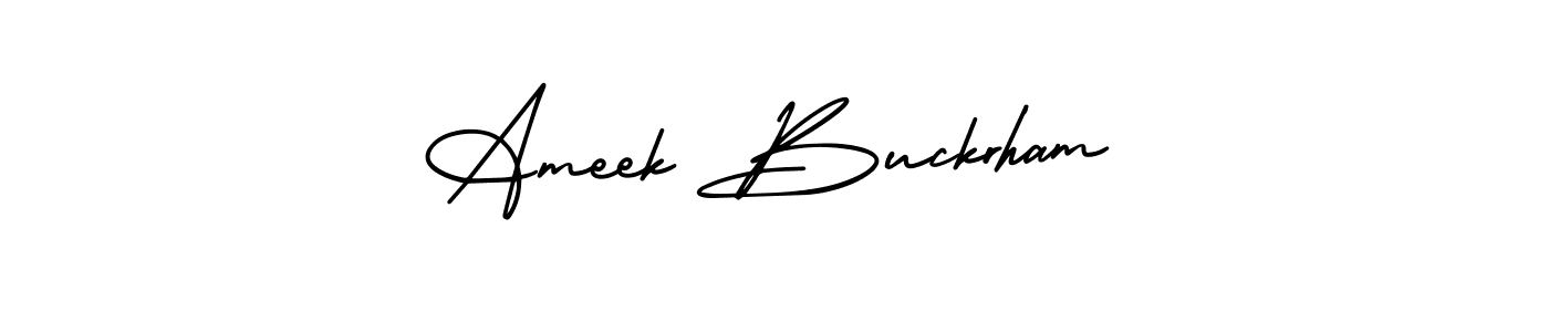 AmerikaSignatureDemo-Regular is a professional signature style that is perfect for those who want to add a touch of class to their signature. It is also a great choice for those who want to make their signature more unique. Get Ameek Buckrham name to fancy signature for free. Ameek Buckrham signature style 3 images and pictures png