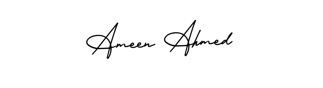 Use a signature maker to create a handwritten signature online. With this signature software, you can design (AmerikaSignatureDemo-Regular) your own signature for name Ameen Ahmed. Ameen Ahmed signature style 3 images and pictures png