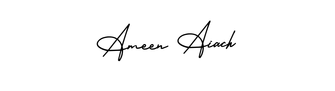 Also You can easily find your signature by using the search form. We will create Ameen Aiach name handwritten signature images for you free of cost using AmerikaSignatureDemo-Regular sign style. Ameen Aiach signature style 3 images and pictures png