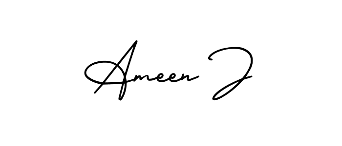 if you are searching for the best signature style for your name Ameen J. so please give up your signature search. here we have designed multiple signature styles  using AmerikaSignatureDemo-Regular. Ameen J signature style 3 images and pictures png