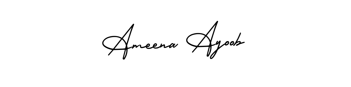 Create a beautiful signature design for name Ameena Ayoob. With this signature (AmerikaSignatureDemo-Regular) fonts, you can make a handwritten signature for free. Ameena Ayoob signature style 3 images and pictures png