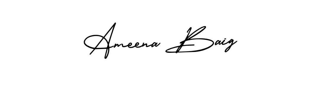 Make a short Ameena Baig signature style. Manage your documents anywhere anytime using AmerikaSignatureDemo-Regular. Create and add eSignatures, submit forms, share and send files easily. Ameena Baig signature style 3 images and pictures png