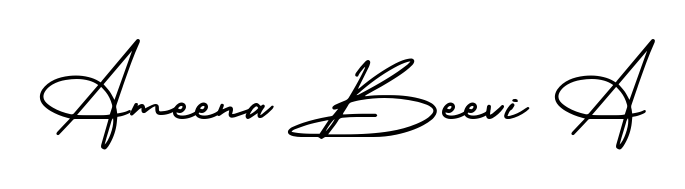 Express your personality with a custom Ameena Beevi A signature crafted with AmerikaSignatureDemo-Regular typography. Free transparent PNG download available. Ameena Beevi A signature style 3 images and pictures png