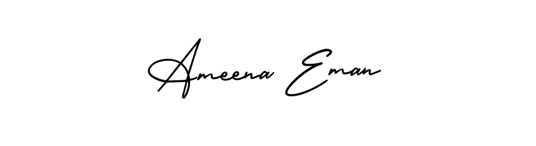 AmerikaSignatureDemo-Regular is a professional signature style that is perfect for those who want to add a touch of class to their signature. It is also a great choice for those who want to make their signature more unique. Get Ameena Eman name to fancy signature for free. Ameena Eman signature style 3 images and pictures png