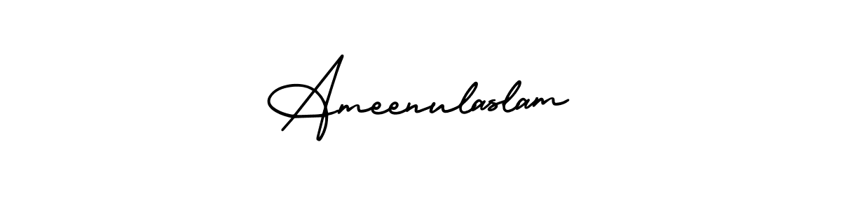 This is the best signature style for the Ameenulaslam name. Also you like these signature font (AmerikaSignatureDemo-Regular). Mix name signature. Ameenulaslam signature style 3 images and pictures png