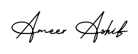 Try this chic Ameer Ashif handwritten sign style. Using AmerikaSignatureDemo-Regular font elements, it gives your name a sleek, memorable identity. Ameer Ashif signature style 3 images and pictures png