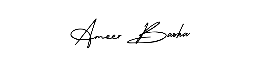 How to make Ameer Basha name signature. Use AmerikaSignatureDemo-Regular style for creating short signs online. This is the latest handwritten sign. Ameer Basha signature style 3 images and pictures png