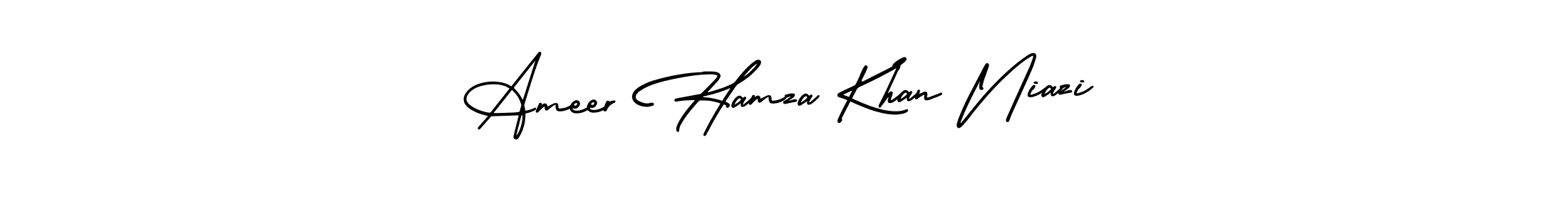 How to make Ameer Hamza Khan Niazi name signature. Use AmerikaSignatureDemo-Regular style for creating short signs online. This is the latest handwritten sign. Ameer Hamza Khan Niazi signature style 3 images and pictures png