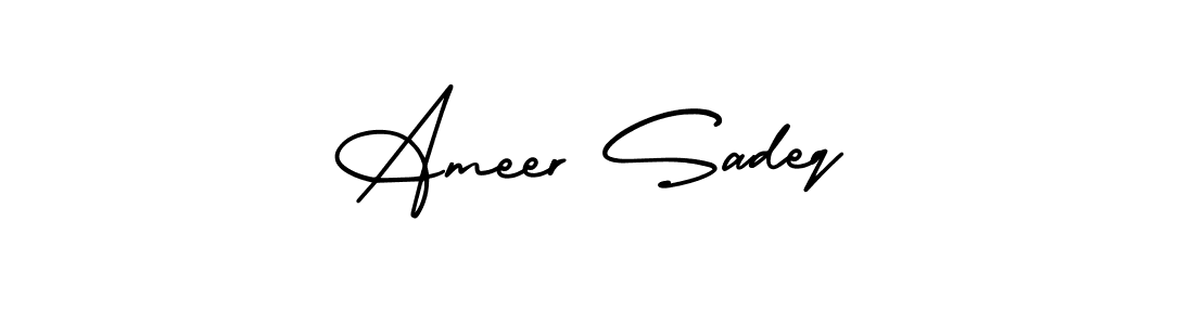 You can use this online signature creator to create a handwritten signature for the name Ameer Sadeq. This is the best online autograph maker. Ameer Sadeq signature style 3 images and pictures png