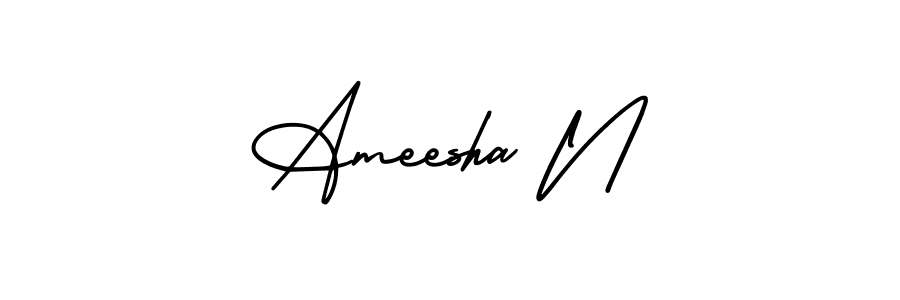 if you are searching for the best signature style for your name Ameesha N. so please give up your signature search. here we have designed multiple signature styles  using AmerikaSignatureDemo-Regular. Ameesha N signature style 3 images and pictures png