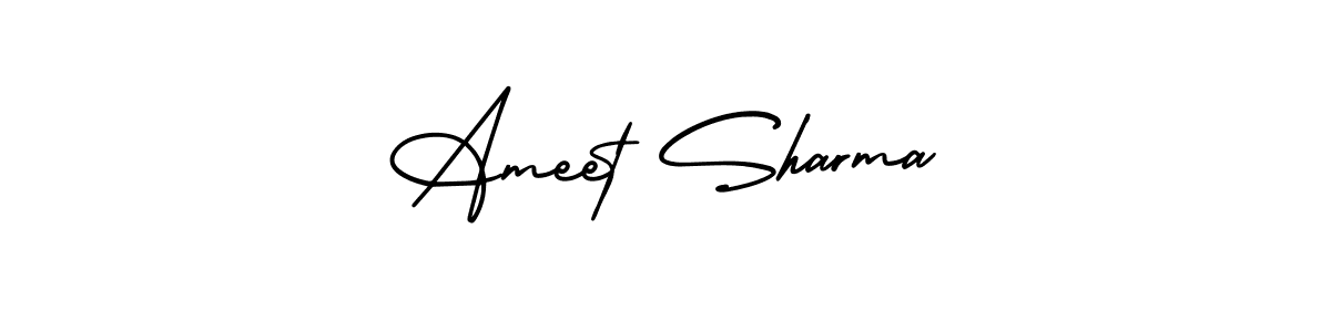 You should practise on your own different ways (AmerikaSignatureDemo-Regular) to write your name (Ameet Sharma) in signature. don't let someone else do it for you. Ameet Sharma signature style 3 images and pictures png